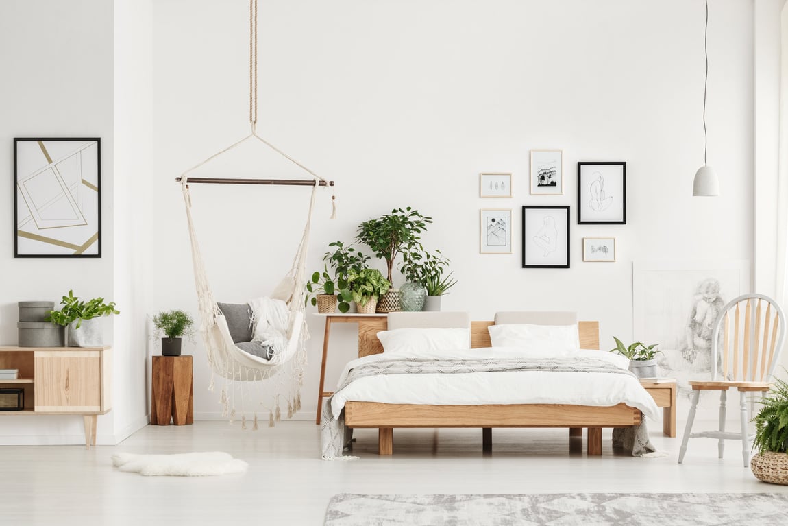 Bedroom with wooden furniture