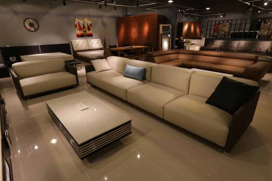 Modern Sofa Set Display Inside a Furniture Store